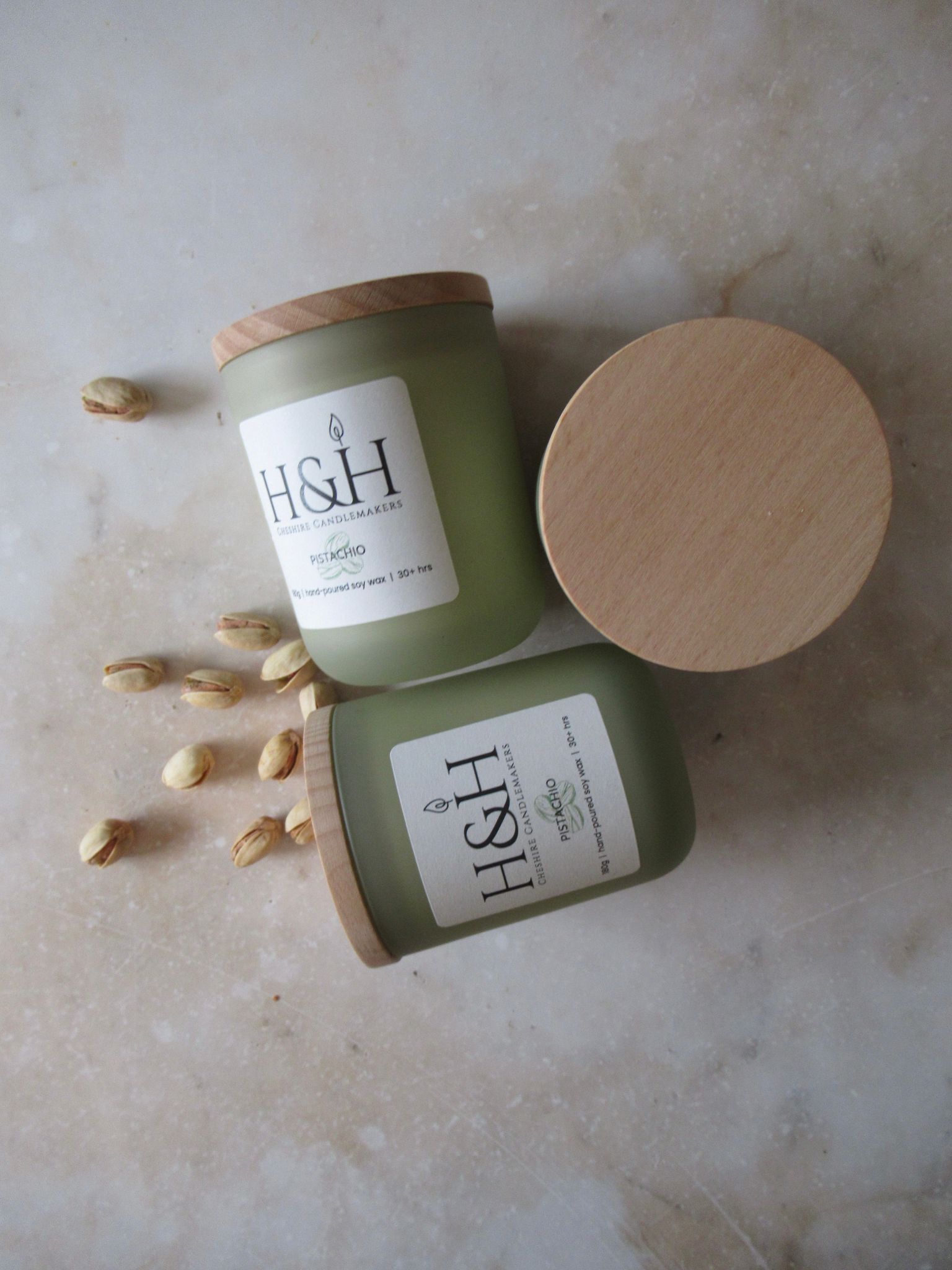 Pistachio Soy Candle - Frangipani, Marzipan & Almond | H&H